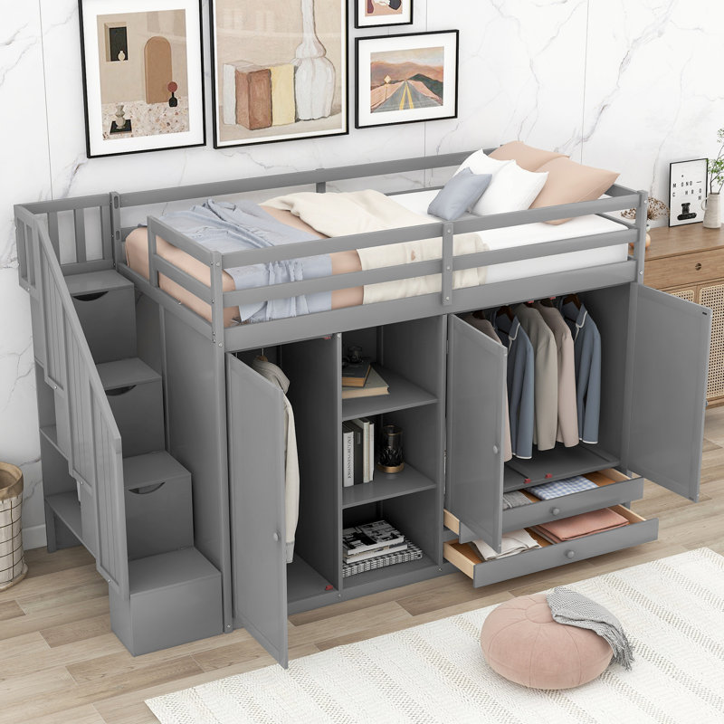 Harriet Bee Gederts Twin 2 Drawer Loft Bed with Shelves by Harriet Bee Wayfair